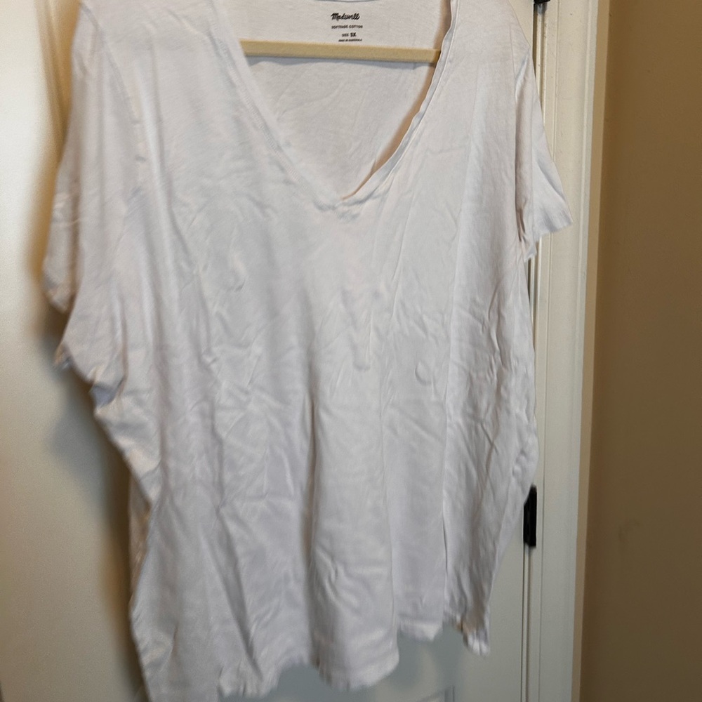 Madewell White V-Neck Short Sleeve Tee